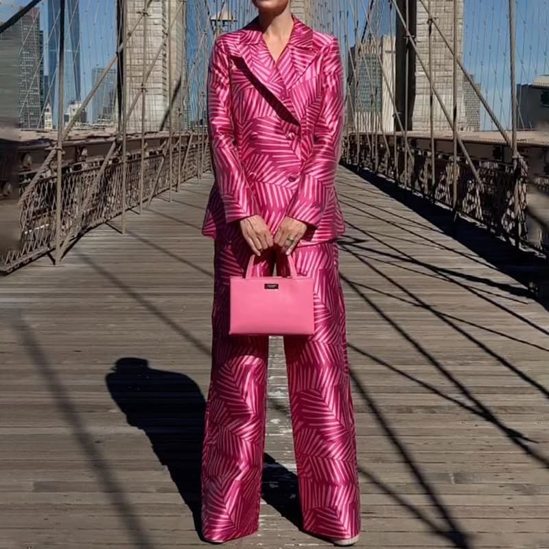 Women's Clothing Temperament Fashion High-end Lapel Straight Pants Suit Two-piece Set