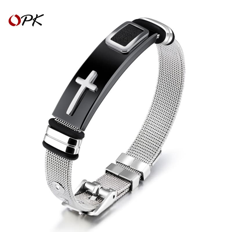 Men's Jewelry Titanium Steel Mesh Bracelet Cross Men's Bracelet