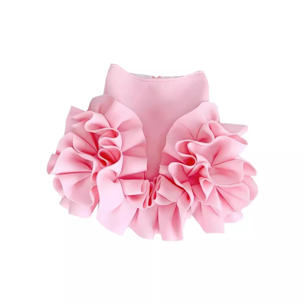 Princess Ball Dress Cute Girl Short Skirt Fluffy Tulle Party Wear 3D Design Toddler Girls Clothing Ages 3-7