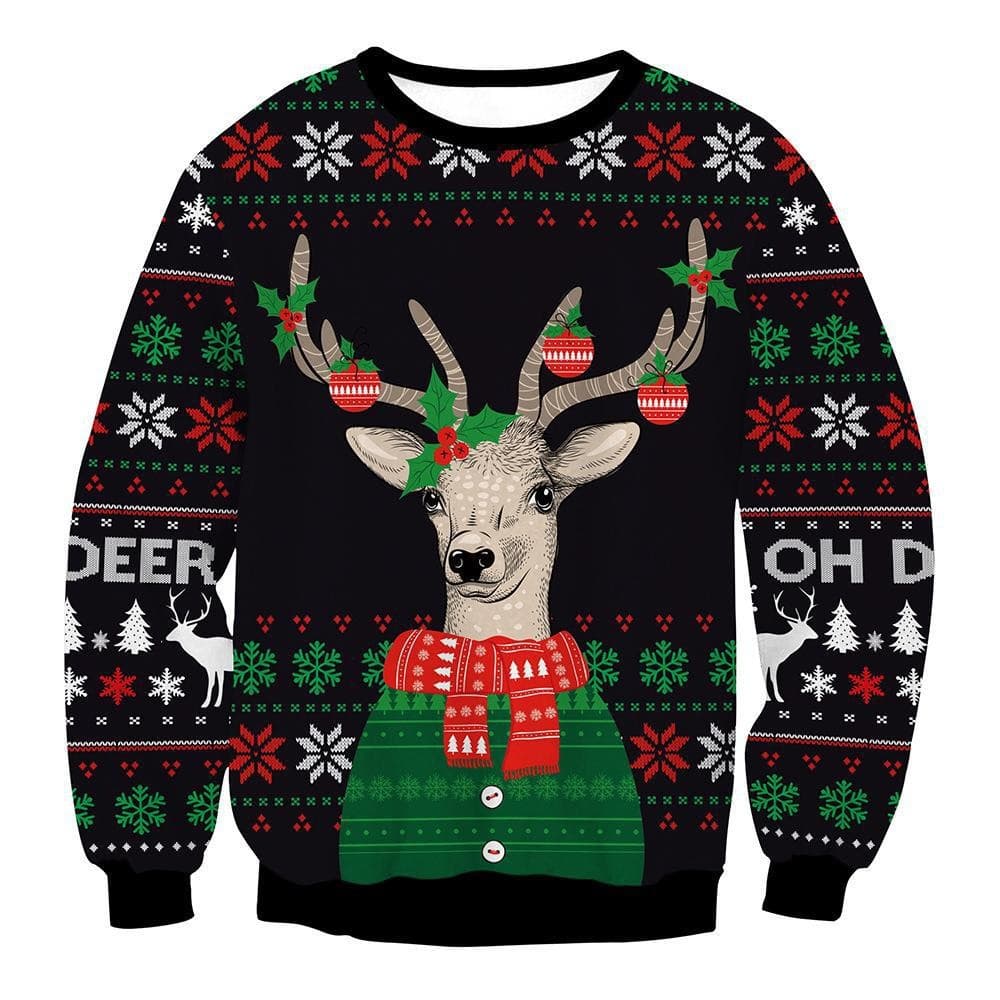 Cross Border New European And American Christmas D Printed Animal Kitten Pattern Men S Round Neck Sweatshirt Couple Costume Christmas