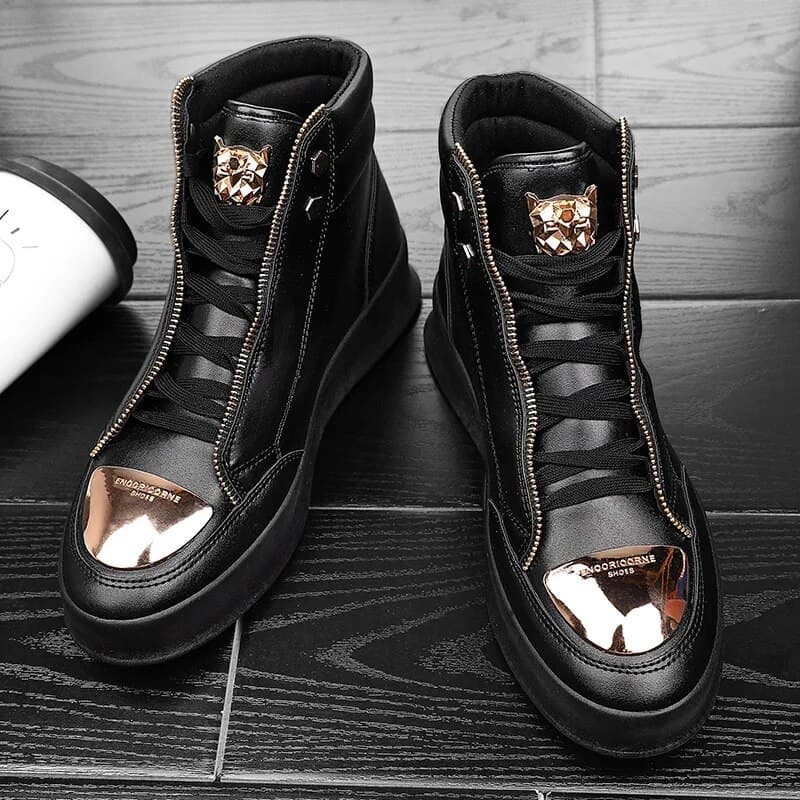 High Top Leisure Sneakers Fashion Skateboard Leopard Platform Shoe Sport Training Shoes Men Ankle Boots