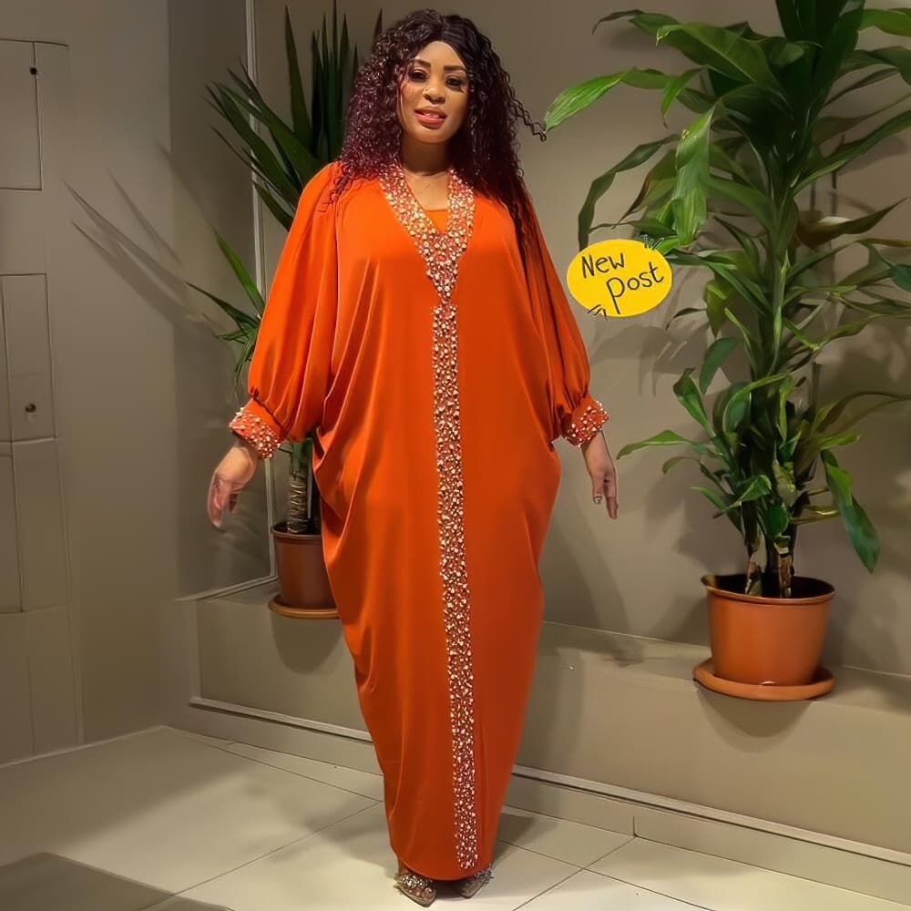 Women's Clothing plus size dress rayon bat sleeves plus size robe hot rhinestones and cannon beads