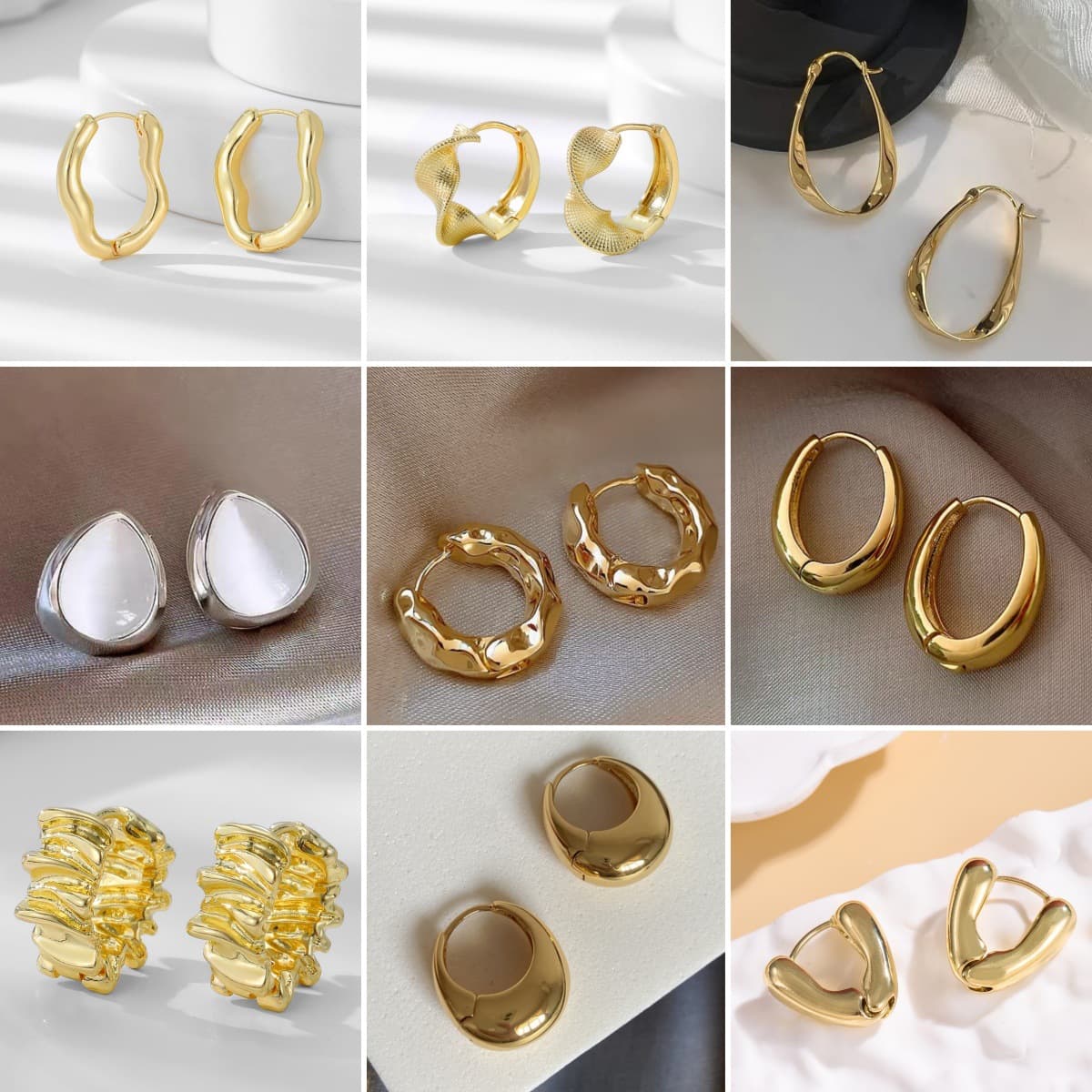 Cross-Border Hot Selling Irregular Metal Geometric For Women Ins Style European And American Creative Design Pleated