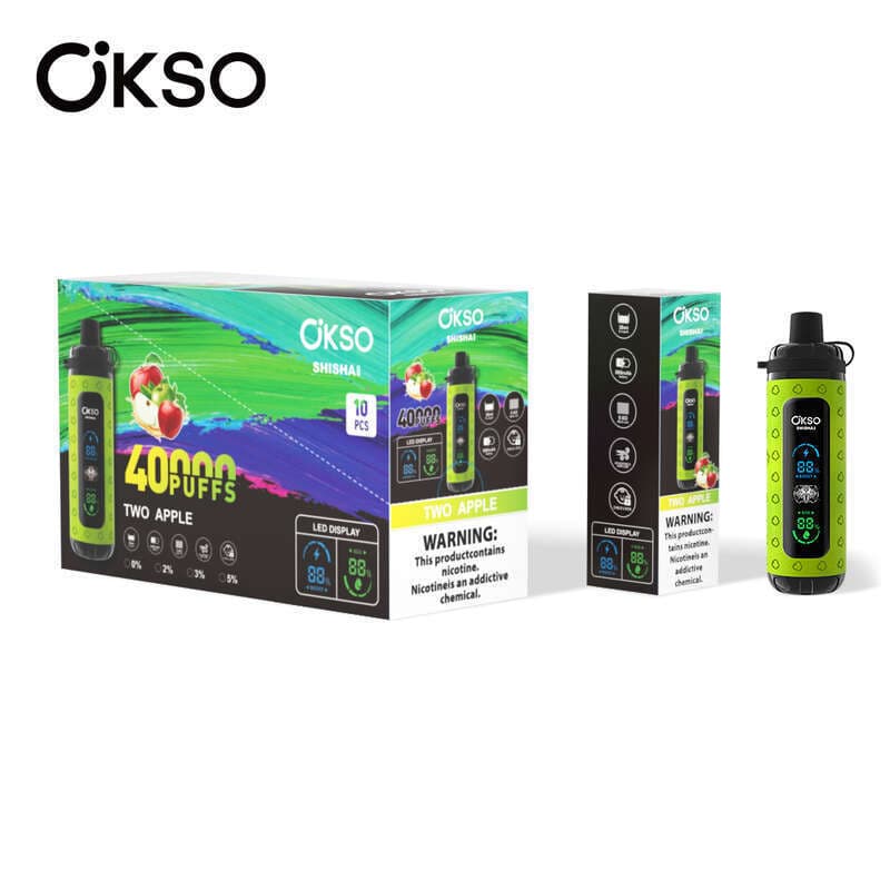 Lot de 10 vapes jetables OKSO Max 40 KPuffs, saveurs multiples de fruits, 36 ml, pré-remplies, 800 mAh, type C, affichage LED