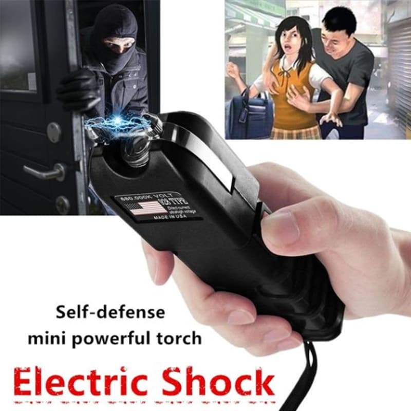 Professional 928 Stun Gun Flashlight Combo - Heavy Duty Rechargeable Electric Shock Device For Adult Self Protection