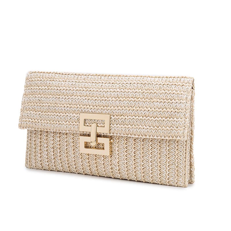 Bohemian Vacation Woven Hand-held Bag Popular Flip Bag Straw Woven Bag Envelope Bag Suitable For Dating And Shopping