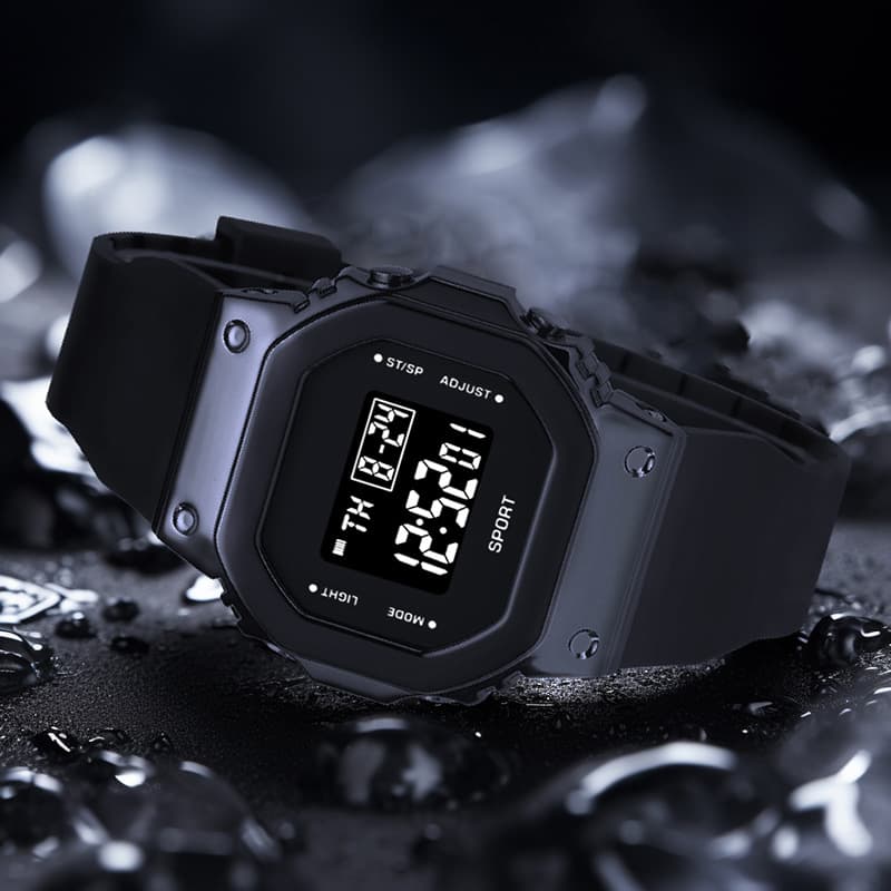 Small Electronic Watch For Male Students Trendy Fashion Simple Square Ins Sports Style Wristwatch