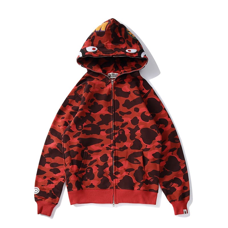 C Automne et hiver tendance mâle et femelle requin camouflage imprimé velours pull hommes veste à capuche décontractée