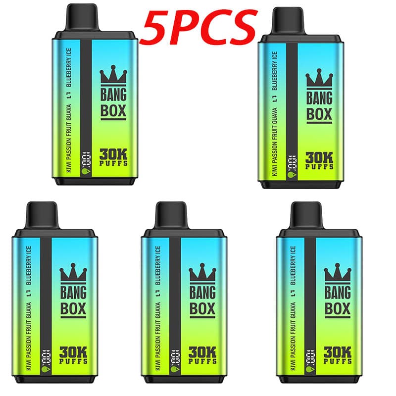 Lot de 5 vapes jetables à double saveur Bang Box 30 KPuffs, 35 ml, pré-remplies, 850 mAh, écran de type C
