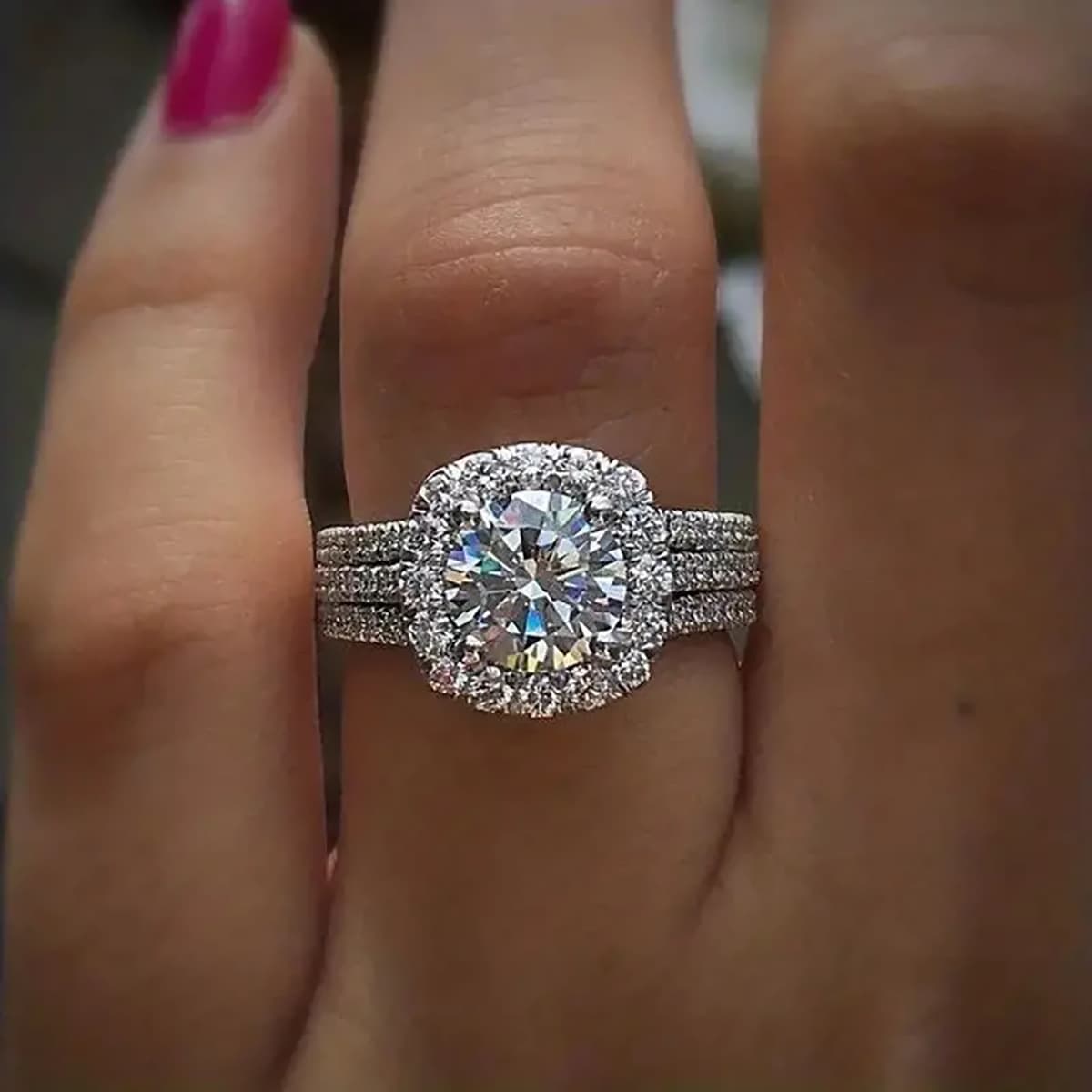 TK Full Diamond Luxurious Engagement For Women New Micro Paved Zirconia Luxury Style Ring