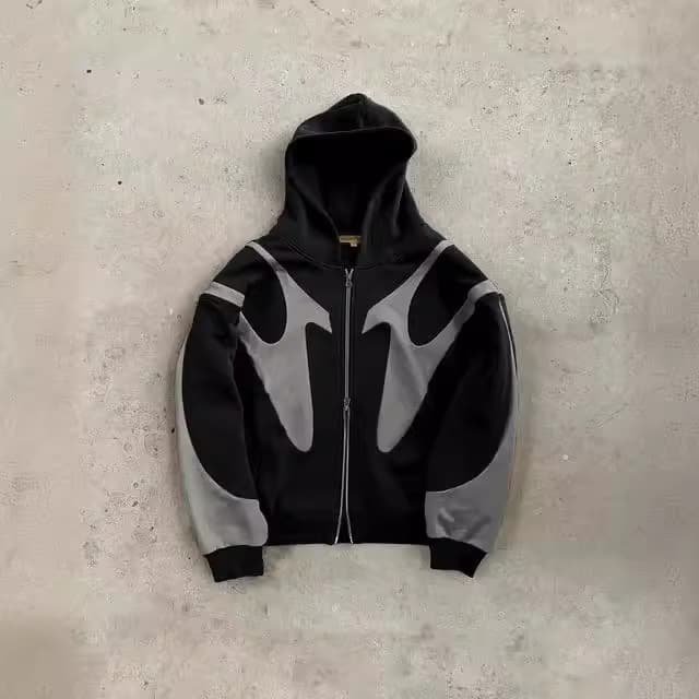 European And American Fashion Designers Autumn And Winter New Street Hip-hop Splicing Print Hoodie Y2K Harajuku Jacket Sweater