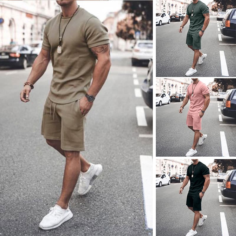 ​Men's 2-Piece Sport Short Sleeve Shirt & Shorts Set - Breathable Summer Casual Outfit For Gym & Outdoor​​