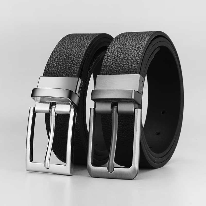 【 Double sided usable 】 Belt for PU rotating buckle, business and leisure decoration, suit pants, youth men's belt