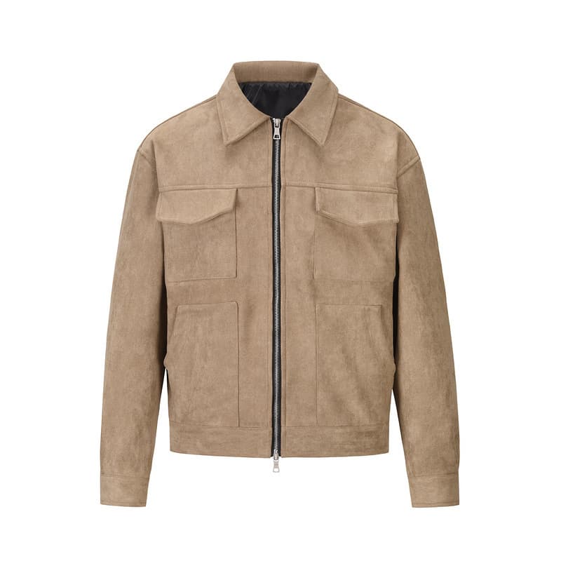 Veste en daim unisexe style streetwear, fermeture éclair, manteau épais décontracté, grande poche, épaisseur standard