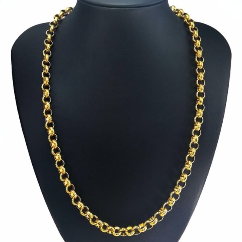 Cool Filled Belcher Bolt Ring Link Mens Womens Solid Necklace Jewllery 8mm Band Width N220