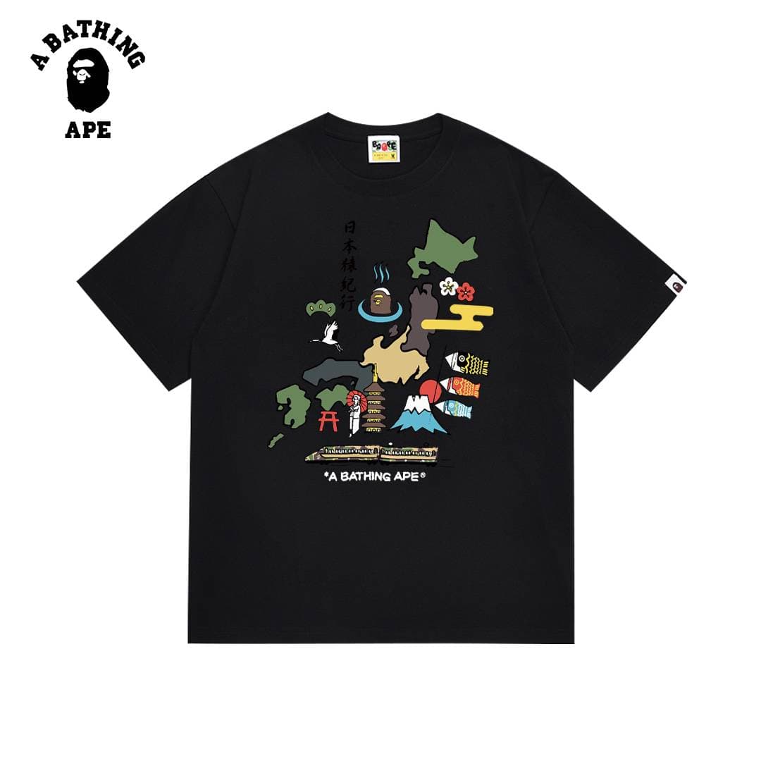 A BATHING APE BAPE-Japanese Ape Chronicles Ape Head Letter Printed Short Sleeve T-shirt Made Of Pure Cotton Fabric