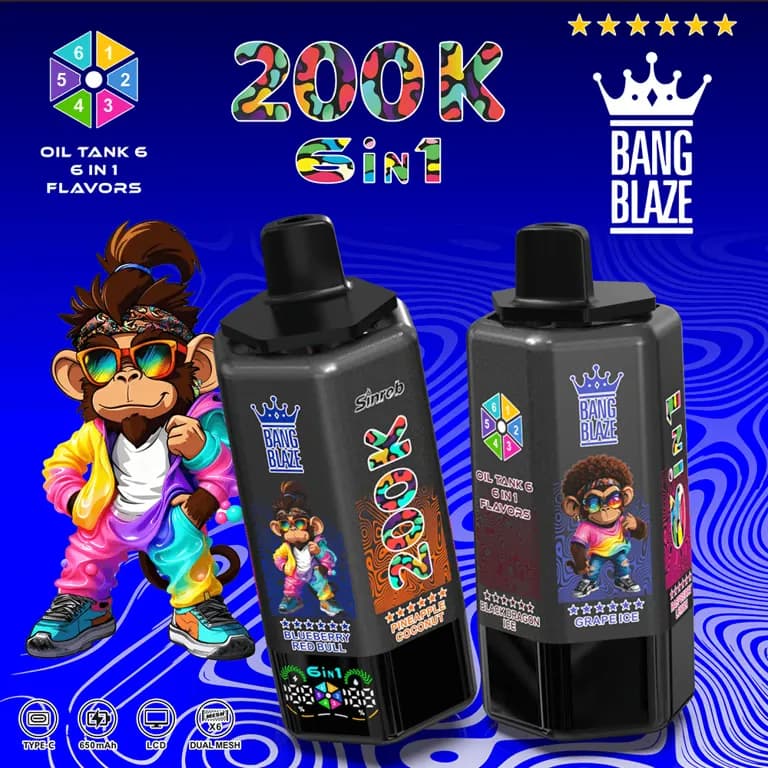 Bang Blaze 200K Vape – 6 saveurs en 1, 200 000 bouffées | Appareil multi-saveurs