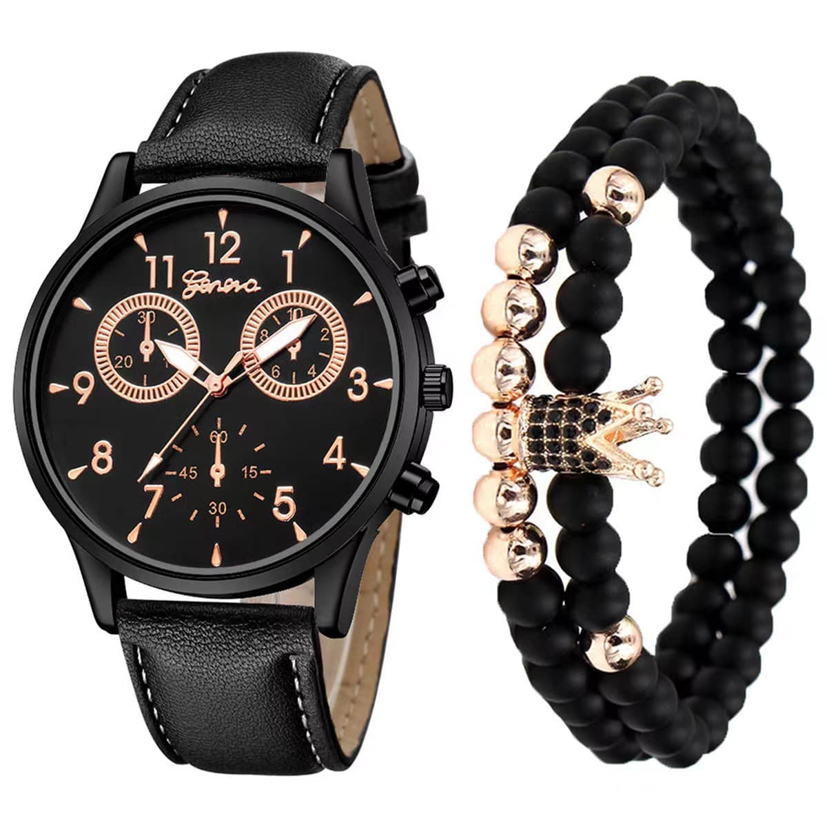 Men's Watches Men's Three Eye Casual Business Watch Belt Three Piece Gift Box Quartz Watch Watch 3pcs Set