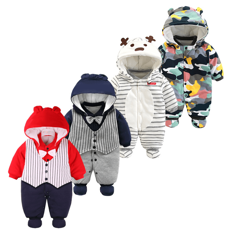 Children's thickened baby padded jacket baby onesie newborn onesie go out climbing suit