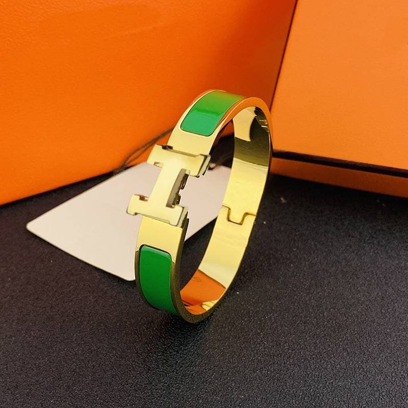 Bracelet classique en émail avec lettre H de créateur, large boucle en or, bracelet H européen et américain, bracelet pour couple