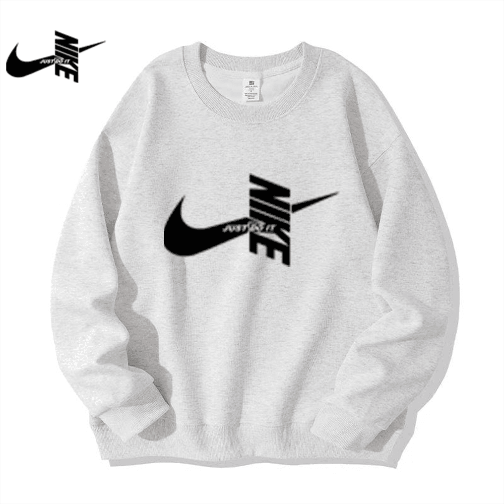 Sweat-shirt Nike noir de luxe à col rond avec logo Swoosh vertical, haut en coton streetwear sport