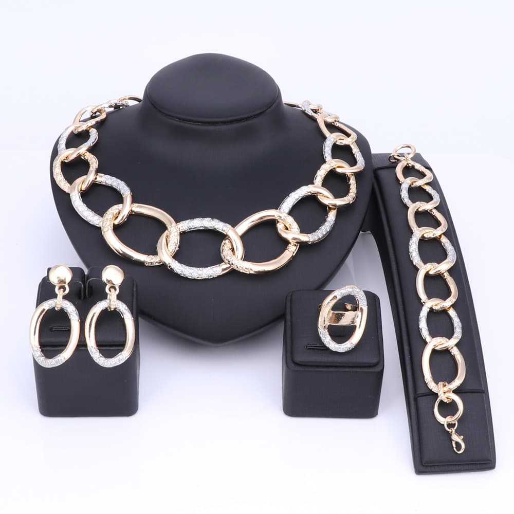 Fashion Dubai Jewelry Set Luxury Gold Color Wedding In Nigeria Jewelry wholesale Jewelry Accessories Sets