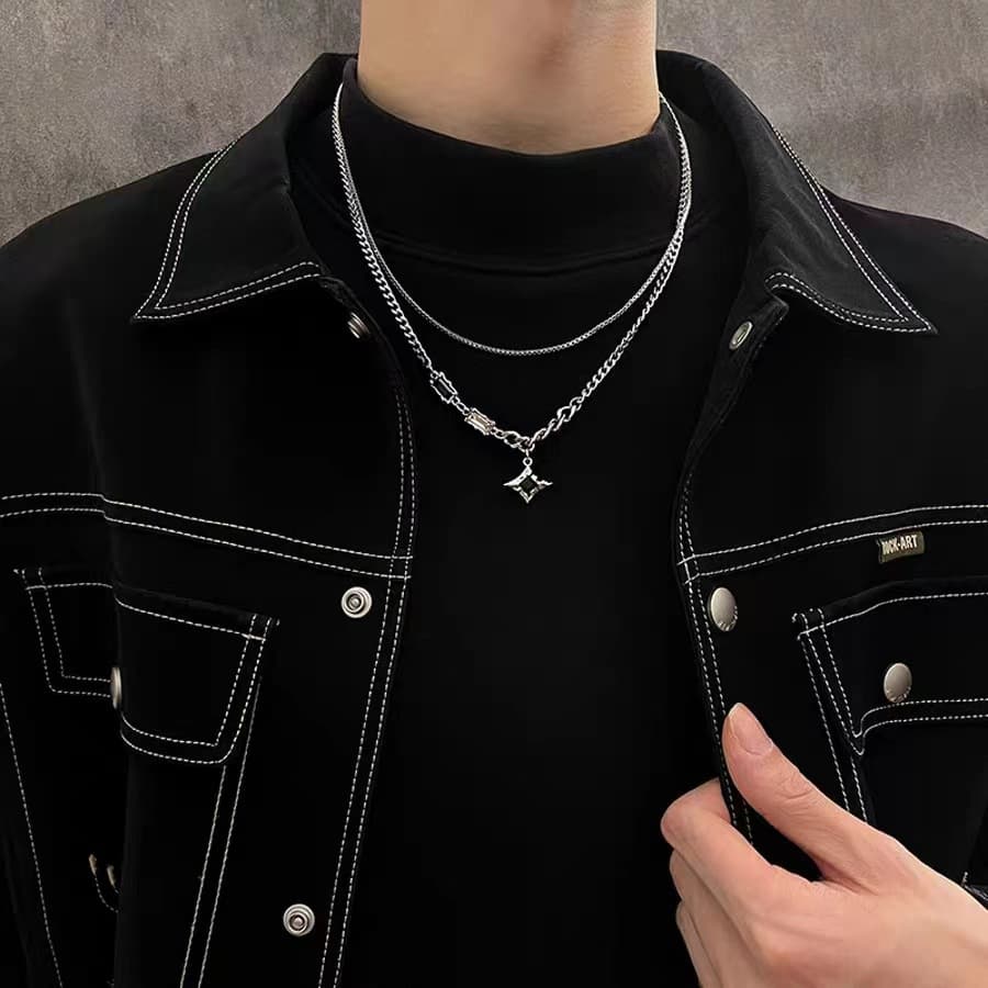 Double Layered Necklace For Men, High Grade Titanium Steel, Non Fading Necklace For Women, Light Luxury, Autumn And Winter Accessories