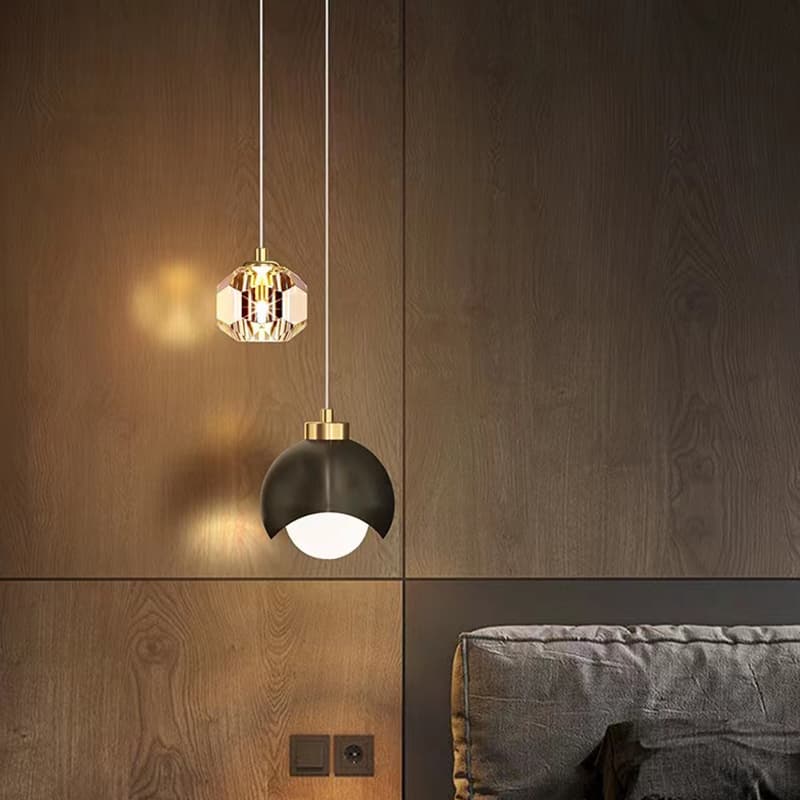 Modern Simple Crystal Pendant Light Bedroom Bedside Hanging Lamp Nordic Minimalist Long Line Living Room Home Decor