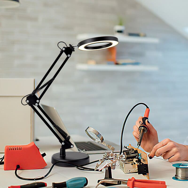 USB 5X Magnifying Glass Desk Lamp Magnifier 64 LED Reading Lamp 3 Colors Dimming For Welding/Beauty