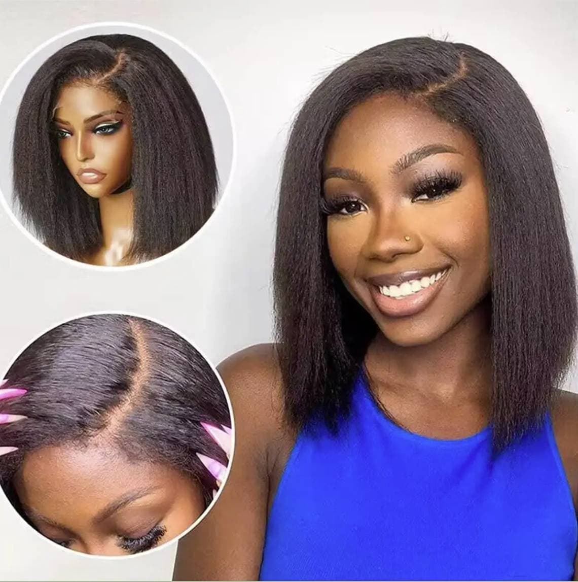 Transparent Lace Frontal Wig Human Hair Lace Frontal Wig 14 Inch Kinky Straight Lace Front Human Hair Wigs For Wome Human Hair