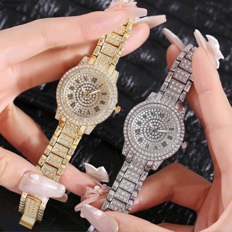2024 new explosive full diamond casual fashion watch Retro Roman plate casual quartz women's watch