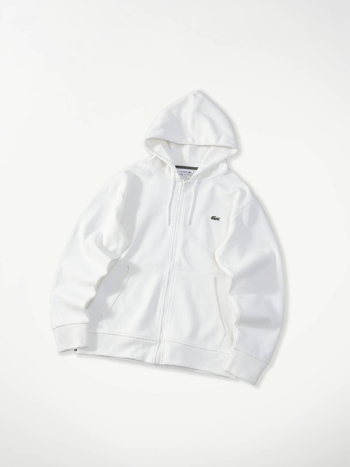Sweat à capuche Lauren avec logo brodé, en coton zippé et poches, coupe-vent, idéal pour une tenue décontractée.