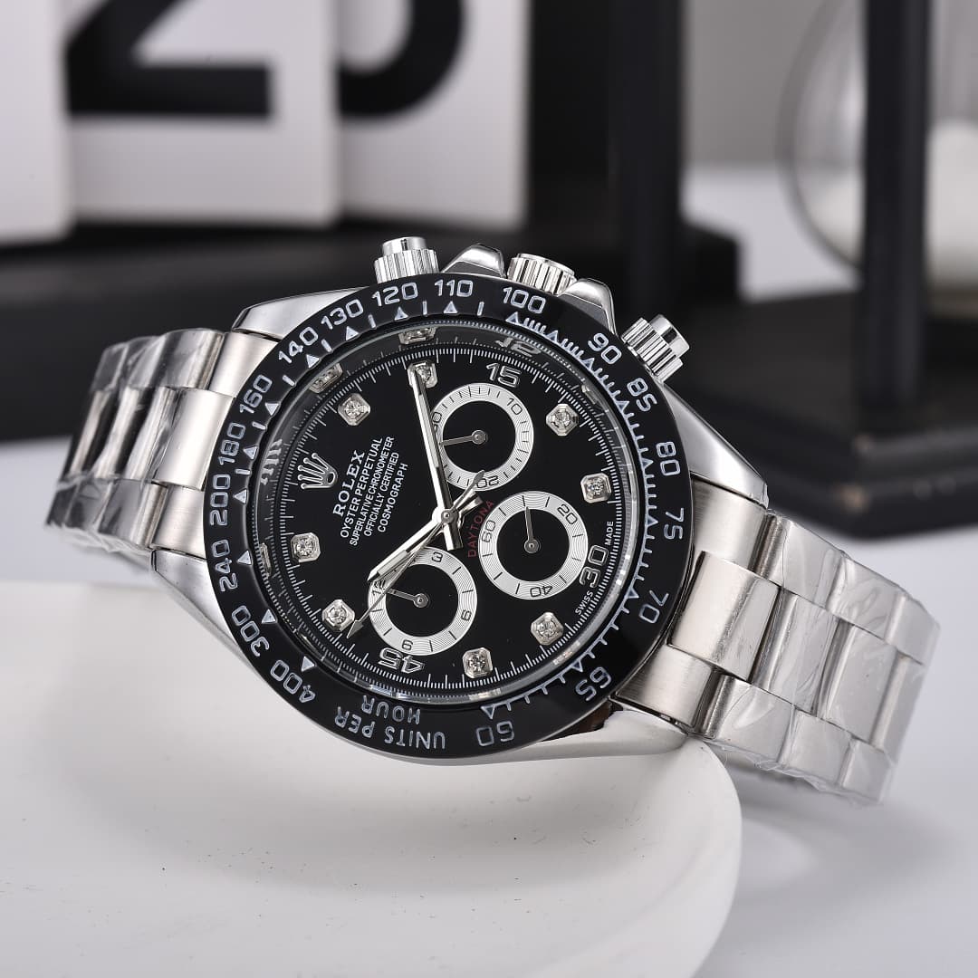 Montre de luxe pour homme Rolex, style business, à six aiguilles et cadran classique à trois sous-cadrans.