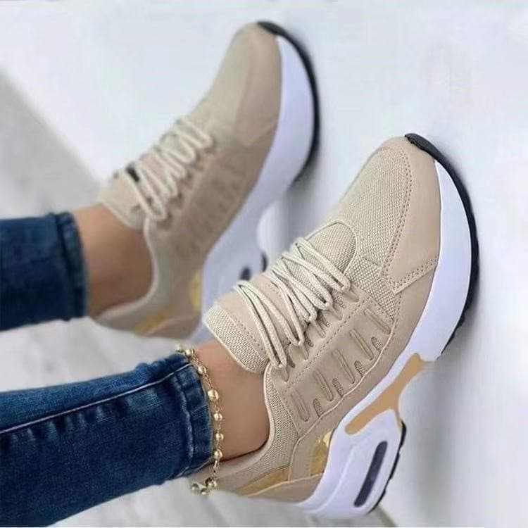 Large Size Women's Shoes New Style Women's Flying Woven Wedge Heel Round Toe Lace-up Mesh Sports Shoes Women