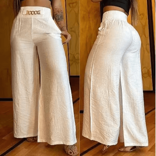 Women's Solid Color Wide Leg High Waist Pants Loose And Thin Bell Bottoms