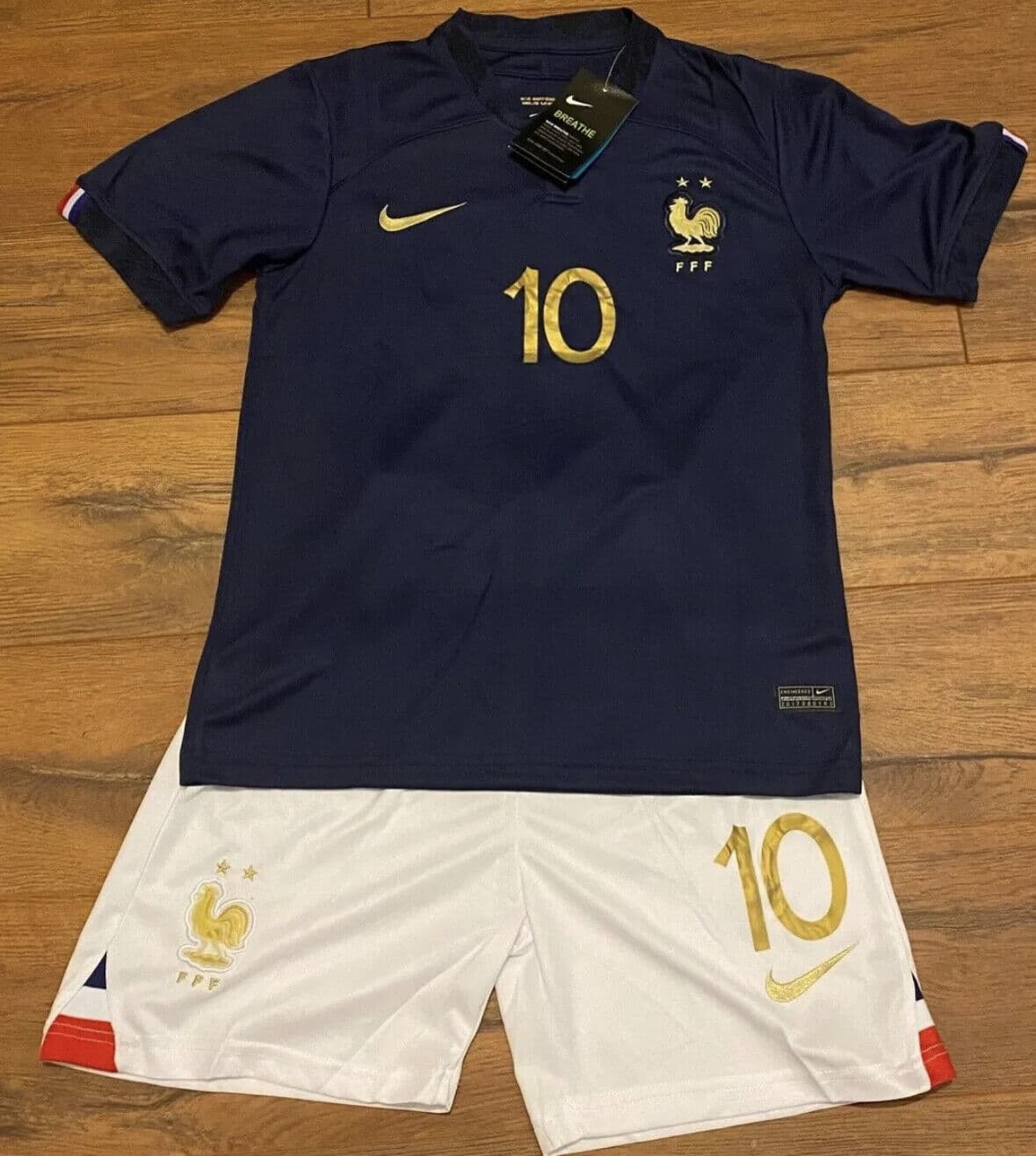 2022 France World Cup Mbappe #10 Soccer Jersey and Shorts Football Set - Kids