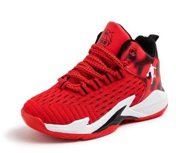 Kids' High-Top Basketball Shoes - Breathable Mesh Sports Sneakers For Boys (Ages 6-12)
