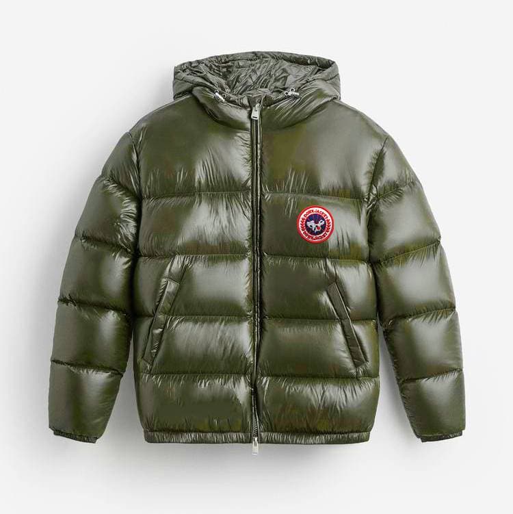Doudoune réversible style gothique pour homme – Manteau oversize à capuche et fermeture éclair avec détails brodés (noir/blanc, S-XL)