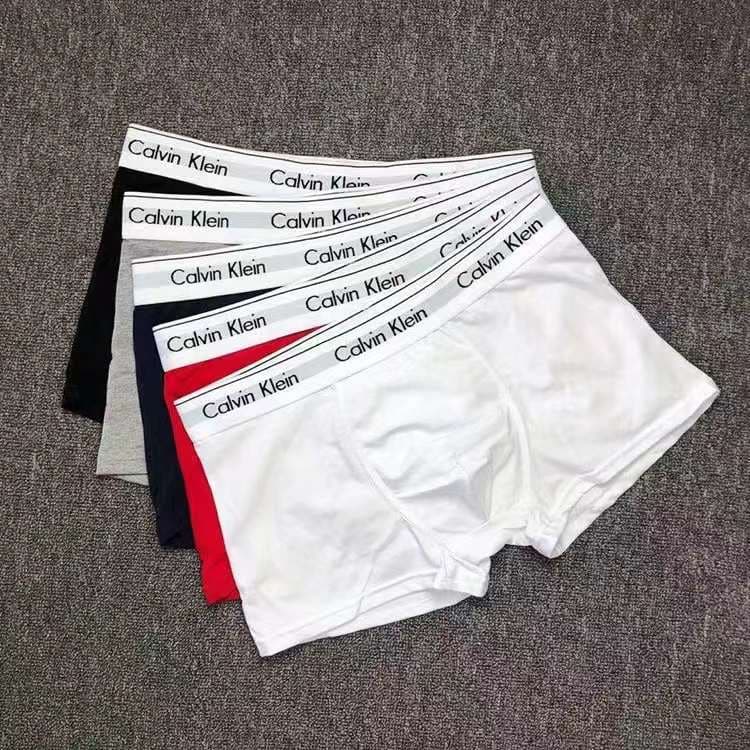 Men's White Edge Belt Trendy Boxer Briefs Breathable Cotton Regular Fit Underwear