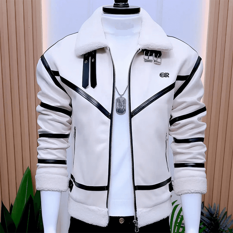 Men's Clothing Winter Jacket Deerskin Plus Velvet Thick Warm Lapel Slim Short Casual Top Coat