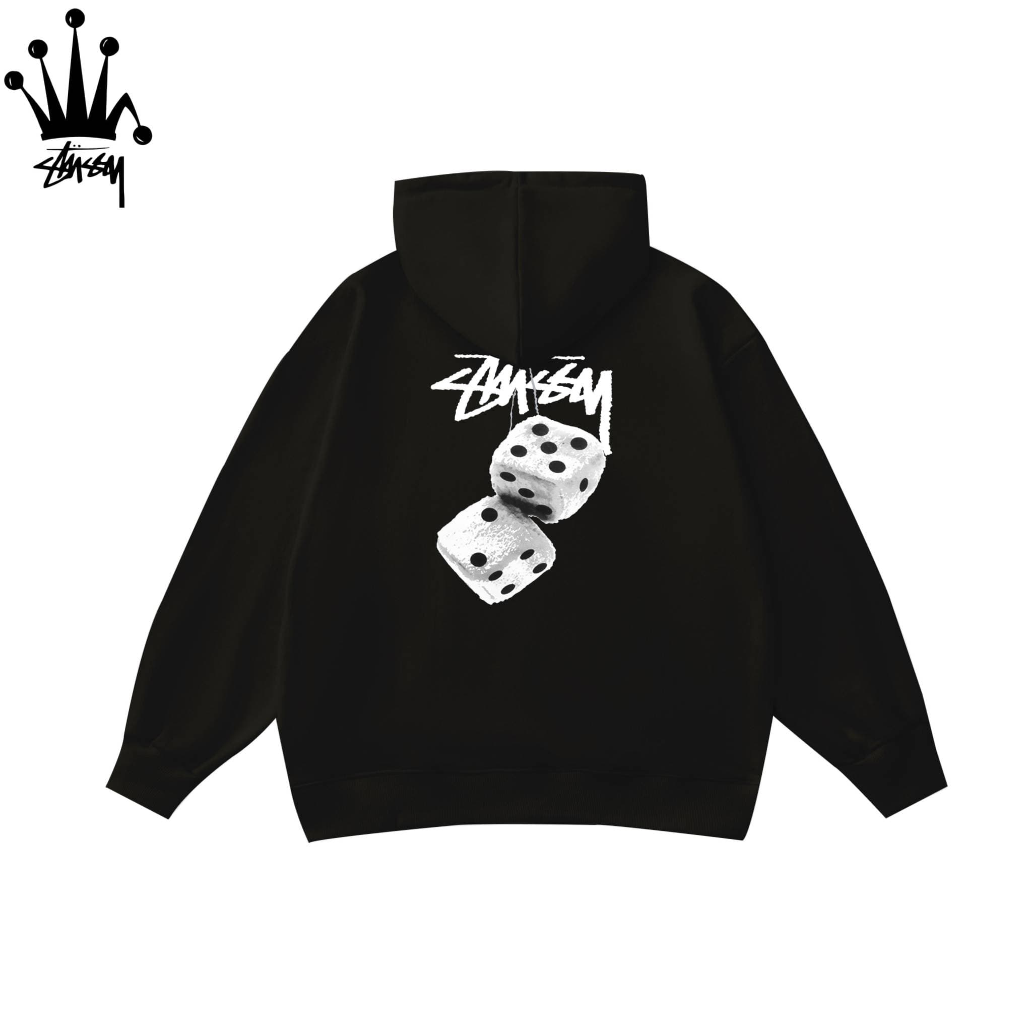 Sweat à capuche Stussy Classic Dice imprimé décontracté en coton unisexe