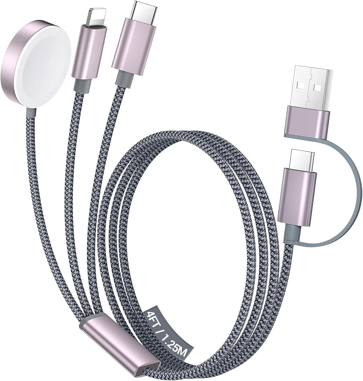 For Travel Vacation Essentials,3 In 2 USB C Cable For Apple Watch Charger/iPhone 16 Charger,Multi Charging Cable,Portable Designed For IWatch &iPhone