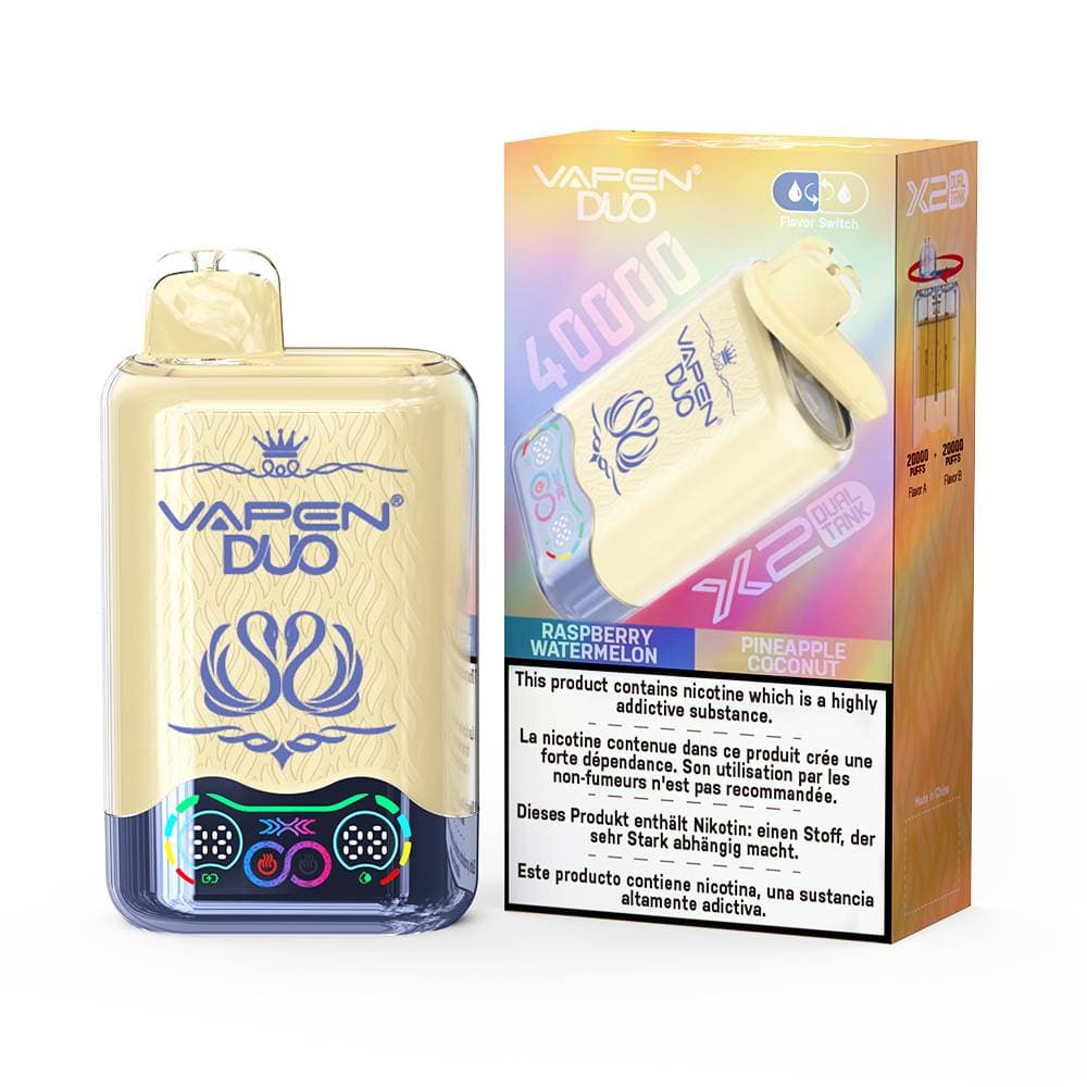1 Vapen Duo 2 en 1, double réservoir, 40 000 bouffées, jetable, saveur citron vert Razz, chicha électronique Big Puff 50 000 bouffées, Nikotins