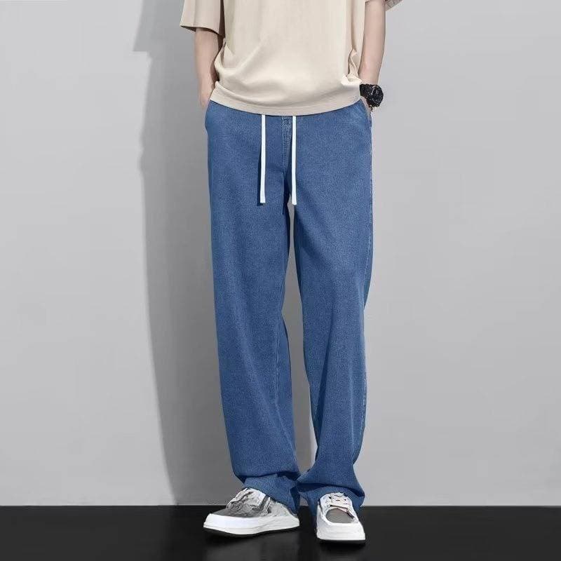 Men's Clothing Men's autumn new thin straight drawstring retro blue loose drape casual trousers