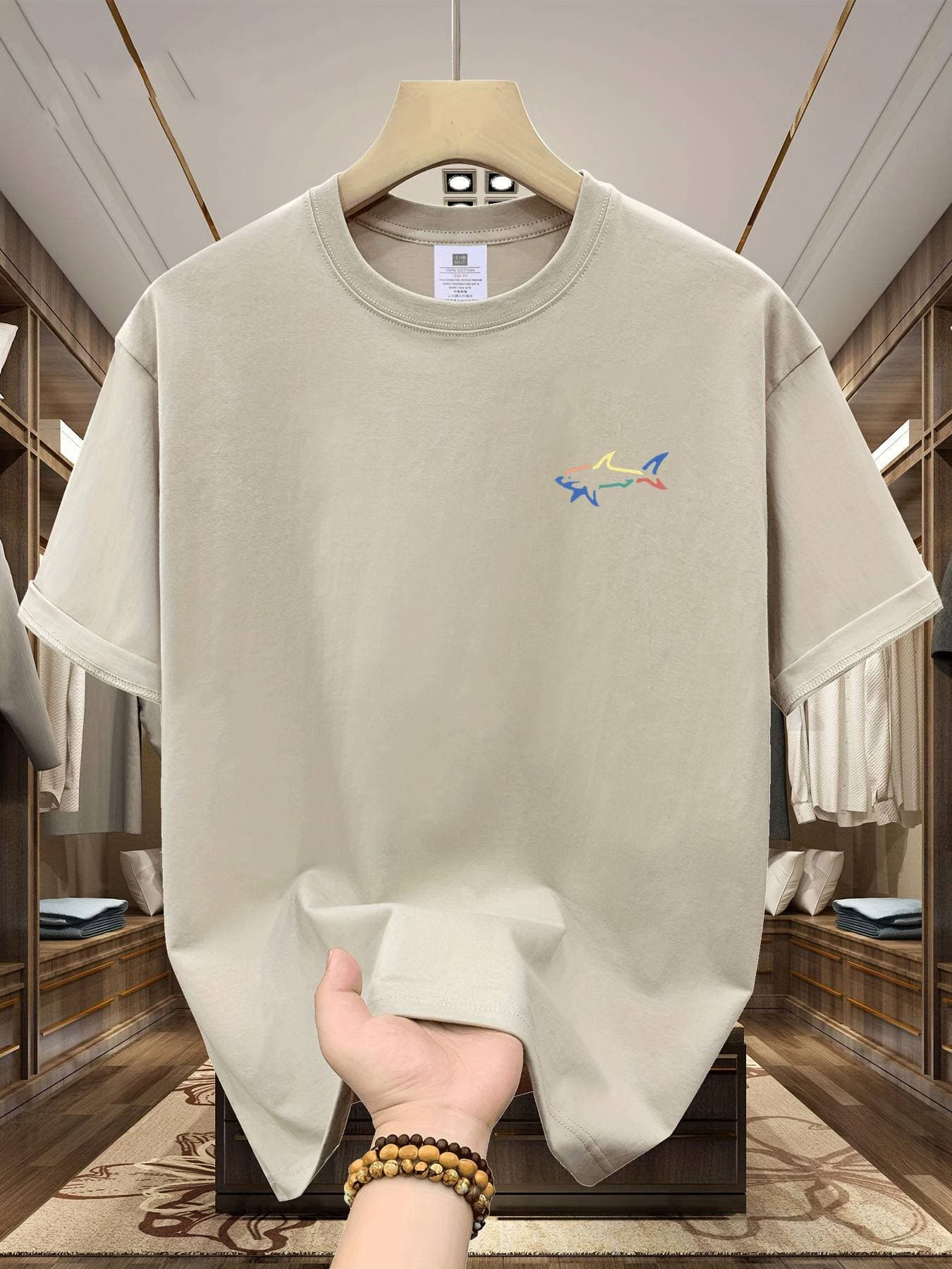 T-shirts à manches courtes pour hommes, coupe ajustée, en pur coton, imprimés, tendance, décontractés et polyvalents, été