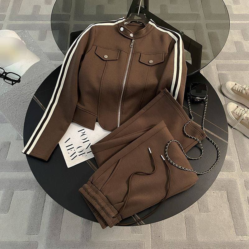 Women's Elegant Sportswear Set Early Autumn Fashion High End Sweatshirt Jacket And Wide Leg Pants Two Piece Outfit