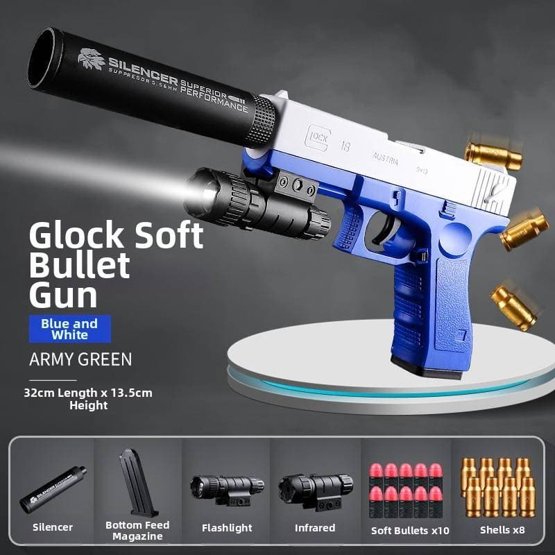 Children's Toy Hand-Powered Shell Ejecting Soft Bullet Firing 1911 Simulation Handgun Model Collectible Non-Lethal Weapon