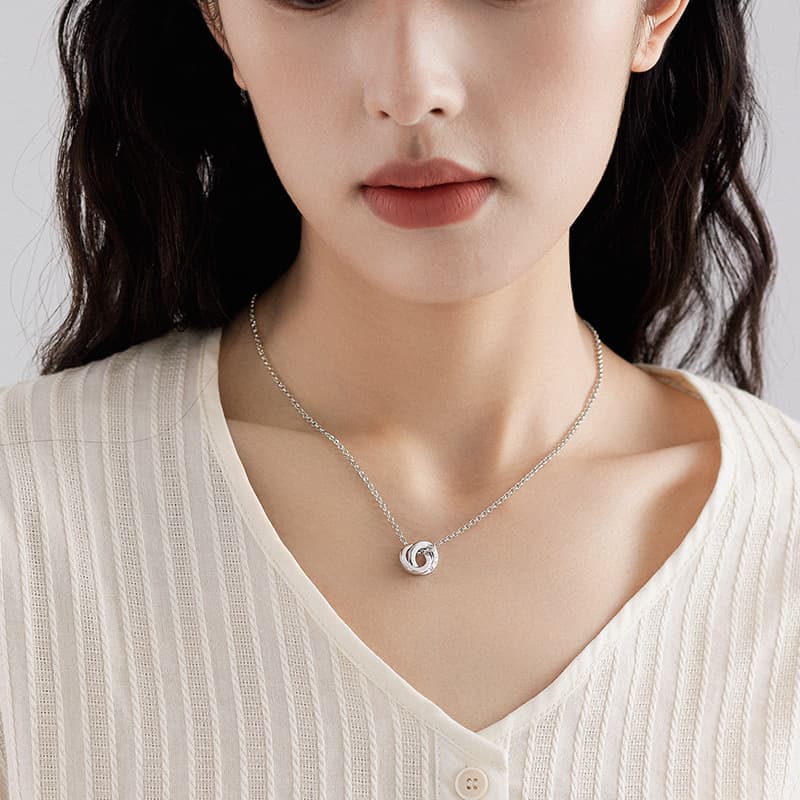 Interlocking Sterling Silver Necklace LOVE Clavicle Chain Female Pendant Jewelry Silver Jewelry
