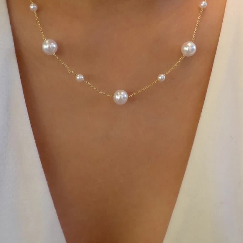 Collier chaîne pendentif collier nouvelle personnalité bijoux simple perle mode street style collier tempérament naturel chaîne de pull pour femmes