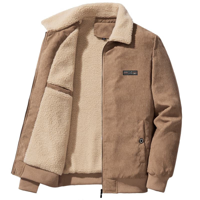 Men's Clothing New Style Corduroy Jacket Men's Winter Stand Collar Lambskin Warm Jacket Men's Plus Velvet Thickening Trendy Foreign Trade